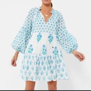 Oliphant Tuckernuck Exclusive Blue Floral Balloon
Sleeve Mini Dress Size XS
